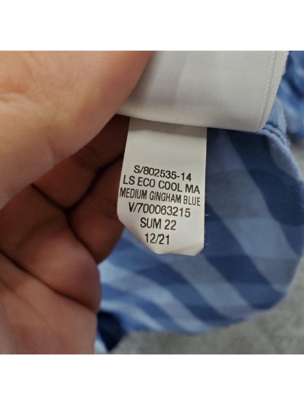 Gap Shirt Mens Medium Blue Gingham Check Standard Fit Long Sleeve Cotton - Picture 3 of 9